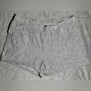 OLD NAVY High-Rise Linen-Blend Chino Shorts Women's  XL. Gray White Striped